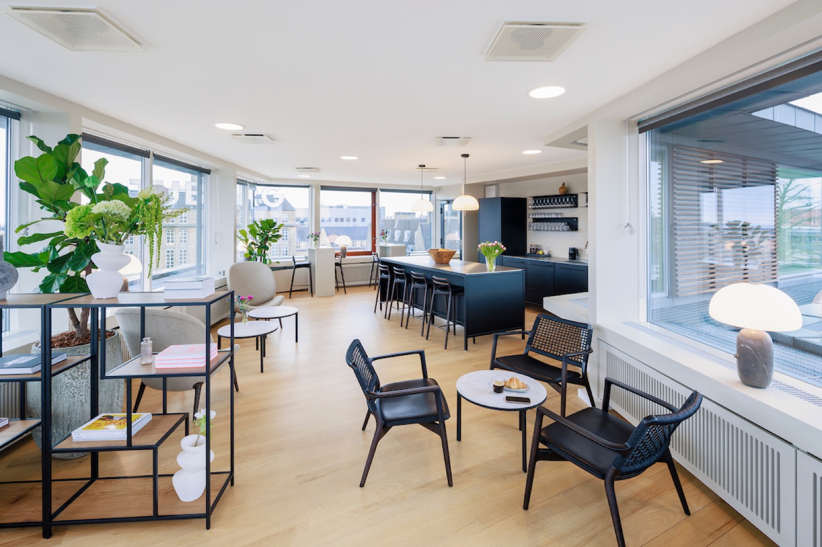 NorthXO office lounge with Copenhagen views